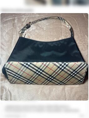 Black and Beige Plaid Shoulder Bag
